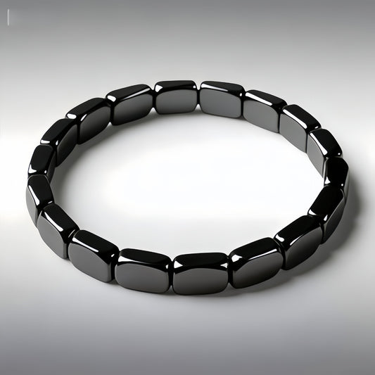 Cross-Border European and American Fashion Hot-Selling Hematite Black Gallstone Elastic Square Beaded Unisex Bracelet Jewelry Wholesale